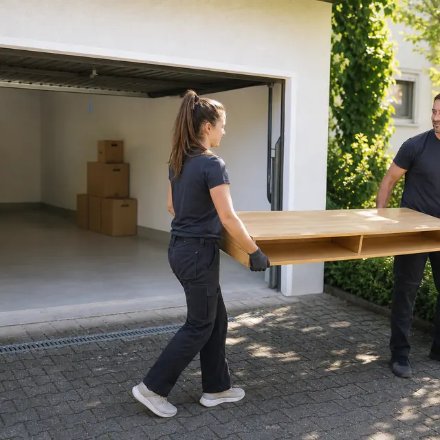 Illustrative Szene nach dem Räumen einer Garage
