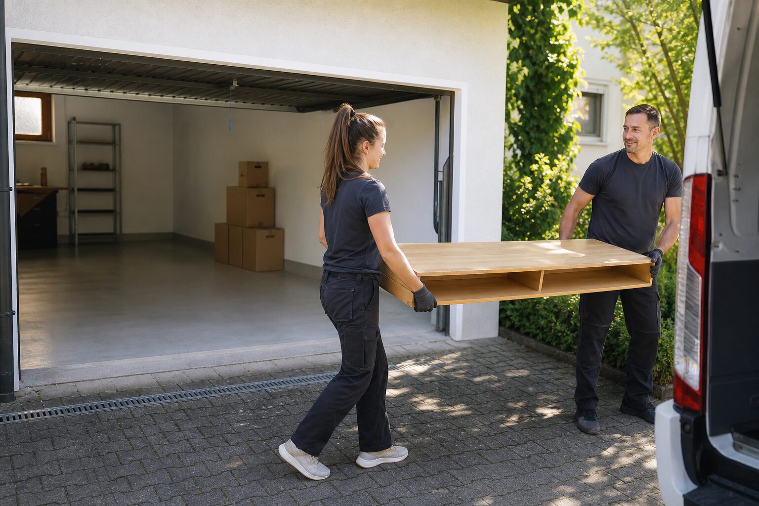 Illustrative Szene nach dem Räumen einer Garage